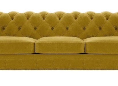 Luxury Yellow Chesterfield Velvet Three-Seater Upholstery Furniture Hotel Living Room Practice